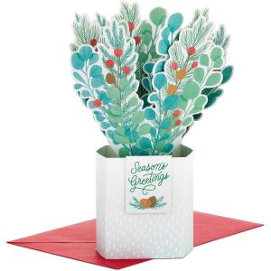 Hallmark Paper Wonder Pop Up Holiday Card (Woodland Animals Pop Up)(Pop Up Bouquet  Holly and Pine)