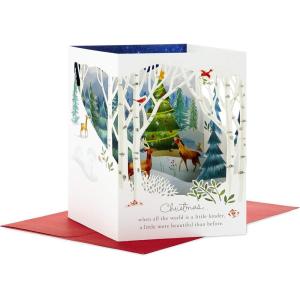 Hallmark Paper Wonder Pop Up Holiday Card (Woodland Animals Pop Up)(Woodland Scene Pop Up Card)