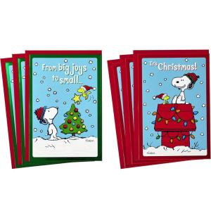 Hallmark Peanuts Christmas Cards Assortment, Snoopy and Woodstock (6 Cards with Envelopes, 2 Designs)(6 cards  6 envelopes Snoopy and Woodstock)