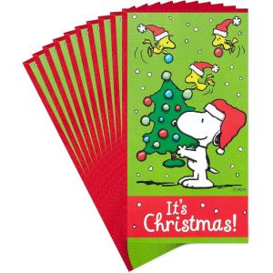 Hallmark Peanuts Christmas Cards Assortment, Snoopy and Woodstock (6 Cards with Envelopes, 2 Designs)(Snoopy Christmas Tree  10 Cards with Envelopes)
