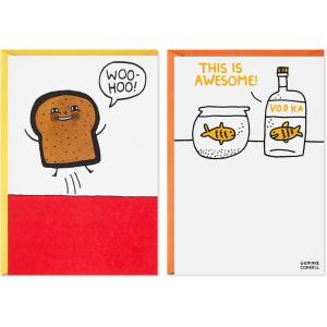 Hallmark Shoebox Pack of 2 Funny Birthday Cards (Toast and Goldfish)