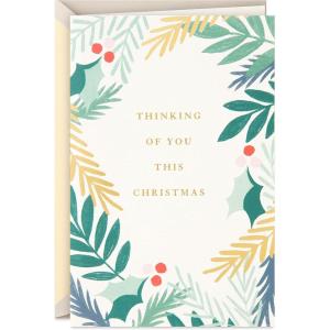 Hallmark Signature Christmas Card (Floral Merry Christmas)(Thinking of You Greenery)