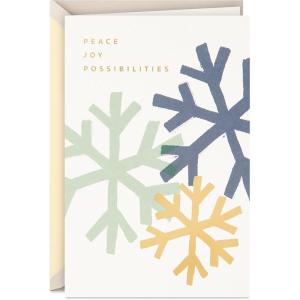 Hallmark Signature Peanuts Christmas Card (Fun and Frosty Christmas)(Peace Joy Possibilities Snowflakes)