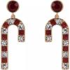 Hallmark Red and Clear Stone Candy Cane Earrings