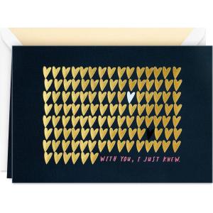 Hallmark Signature Valentines Day Card, Anniversary Card, Love Card for Significant Other (Gold Foil Hearts)(WHITE)