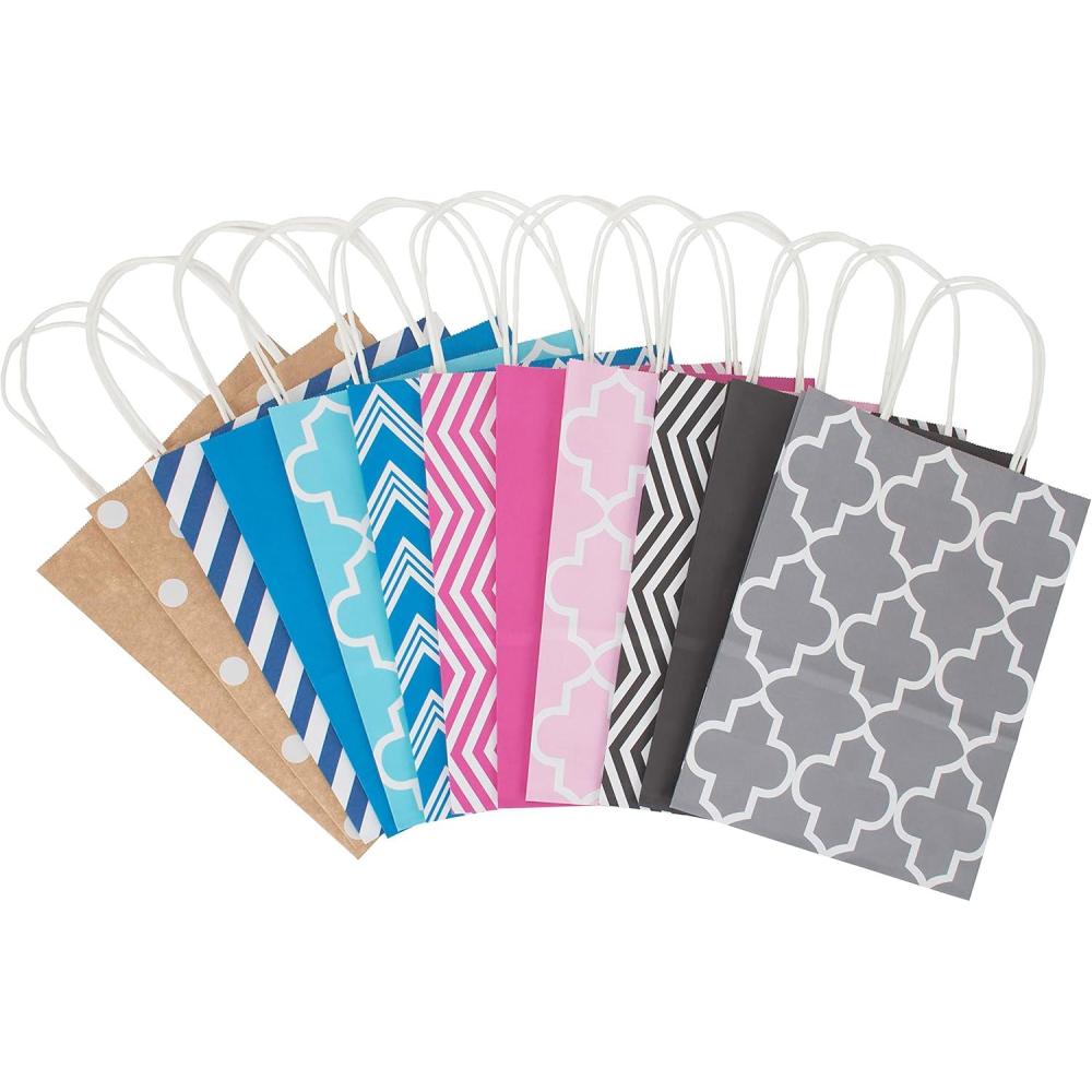 imageHallmark 10quot Medium Gift Bag Assortment Pack of 12 in Kraft Grey Black Pink Blue  Solids and Patterns for Birthdays Baby Showers Bridal Showers or Any OccasionPink