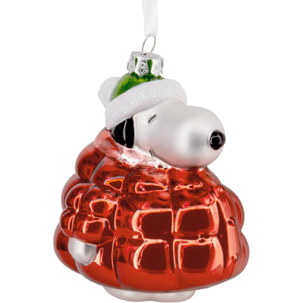 imageHallmark Peanuts Snoopy in Puffer Coat Christmas Ornament Glass Gifts for Peanuts Fans