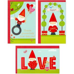Hallmark Mini Valentines Day Cards and Stickers for Kids School, Dogs (32 Classroom Valentines with Envelopes)(Gnomes Folded Mini Valentines)