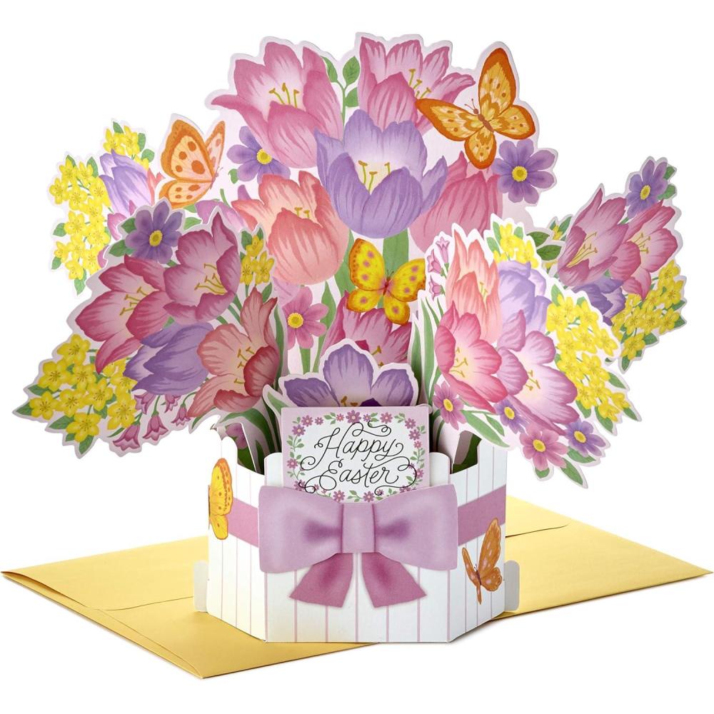 imageHallmark Pop Up Easter Card Displayable Bouquet of Flowers