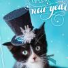 Hallmark Pack of Happy New Years Cards, Cat in Top Hat (6 Holiday Cards with Envelopes)