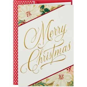 Hallmark Boxed Christmas Cards, Christmas Keeps Us Believing (16 Cards and Envelopes)(Christmas White Poinsettia Cards)