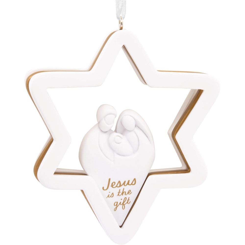 imageHallmark Dayspring Cross with Poinsettias Religious Christmas OrnamentStar