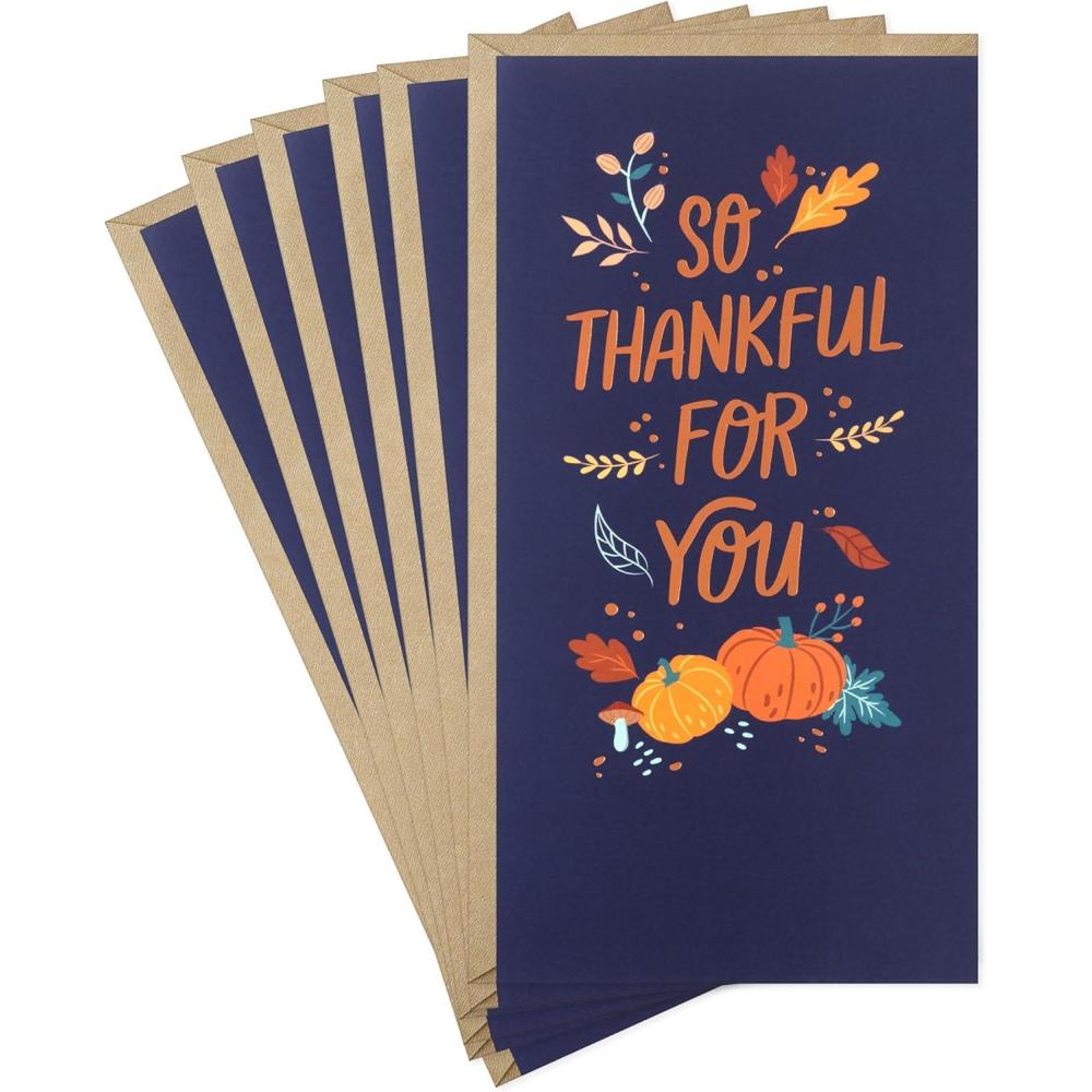 imageHallmark Thanksgiving Money or Gift Card Holder Cards So Thankful For You 6 Cards with Envelopes