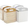 Hallmark Medium Self-Sealing Gift Bags with Handles (4 Bags, 2 Designs: Gold Stripes, Silver and White Diamonds) for Weddings, Anniversaries, Graduations, Any Occasion(Gold Stripes & Silver Diamonds)