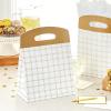Hallmark Medium Self-Sealing Gift Bags with Handles (4 Bags, 2 Designs: Gold Stripes, Silver and White Diamonds) for Weddings, Anniversaries, Graduations, Any Occasion(Gold Plaid & Silver Dots)