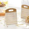 Hallmark Medium Self-Sealing Gift Bags with Handles (4 Bags, 2 Designs: Gold Stripes, Silver and White Diamonds) for Weddings, Anniversaries, Graduations, Any Occasion(Gold Stripes & Silver Diamonds)