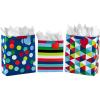 Hallmark 13″ Large and 15″ Extra Large Gift Bags Assortment with Tissue Paper (Pack of 3: Celebrate, Rainbow Stripes, Polka Dots) for Christmas, Birthdays, Father’s Day, Graduations or Any Occasion(3 Count (Pack of 1))