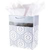 Hallmark 9″ Medium Silver Gift Bag (Scroll) with Tissue Paper for Valentines Day, Holidays, Weddings, Anniversary, Engagements and More(Large Silver Damask)