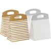 Hallmark Medium Self-Sealing Gift Bags with Handles (4 Bags, 2 Designs: Gold Stripes, Silver and White Diamonds) for Weddings, Anniversaries, Graduations, Any Occasion(Gold Stripes & Silver Diamonds)