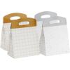 Hallmark Medium Self-Sealing Gift Bags with Handles (4 Bags, 2 Designs: Gold Stripes, Silver and White Diamonds) for Weddings, Anniversaries, Graduations, Any Occasion(Gold Plaid & Silver Dots)