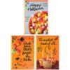 Hallmark Wood Grain Thanksgiving Card Assortment (3 Cards with Envelopes) Live, Laugh, Love, Give Thanks, Cornucopia(Sweet Halloween Treats  3 Cards)