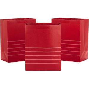 Hallmark 11″ Large Red Gift Bag Bundle (Pack of 3) for Birthdays, Graduations, Mother’s Day, Father’s Day, Baby Showers(Red)