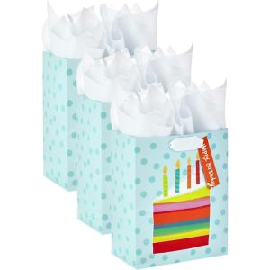 Hallmark 9″ Medium Gift Bag with Tissue Paper (Rainbow Cake Slice) for Birthdays(1 Count (Pack of 3))