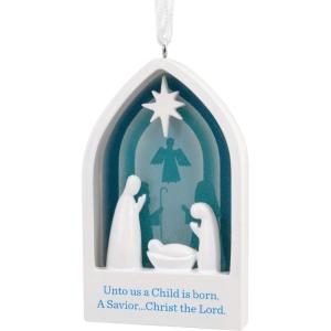 Hallmark Dayspring Cross with Poinsettias Religious Christmas Ornament(Nativity)