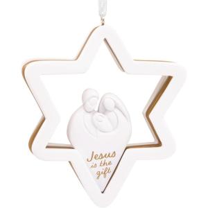 Hallmark Dayspring Cross with Poinsettias Religious Christmas Ornament(Star)