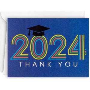 Hallmark Graduation Thank You Cards Bulk, Class of 2024, Retro Blue (40 Thank You Notes with Envelopes)(2024 – Retro Blue Thank You Notes)