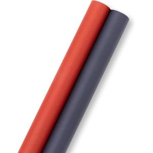 Hallmark Red and Navy Blue Kraft Wrapping Paper Rolls (2 Rolls: 160 Sq. Ft. Total) for Birthdays, Anniversary, Christmas, Valentine’s Day, Any Occasion(Red and Navy)