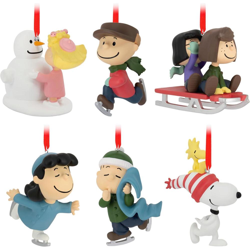 imageHallmark Peanuts Tin Ball Christmas Ornaments Set of 12Peanuts Gang  Set of 6