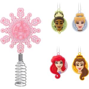 Hallmark Disney Princess Mini Christmas Tree Topper and Ornaments, Set of 5, Gifts for Disney Fans