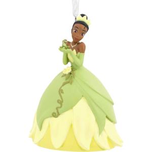 Hallmark Disney Princess Ne’Qwa Art Cinderella Christmas Ornament, Hand-Painted Glass(Tiana With Frog Prince Naveen)