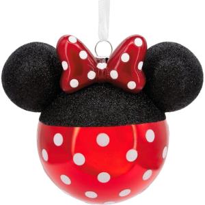 Hallmark Disney Stitch Santa Hat Blown Glass Christmas Ornament(Minnie Mouse Head)
