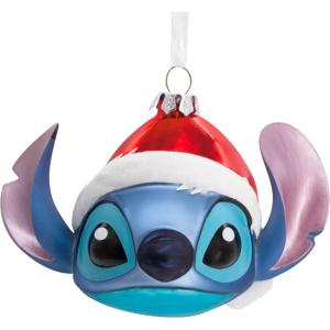 Hallmark Disney Stitch Santa Hat Blown Glass Christmas Ornament(Stitch with Santa)